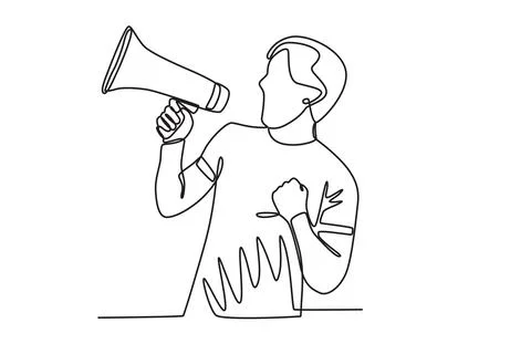 A man speaks up determinedly Stock Illustration