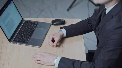 Man speaks by gesturing with his hands. Stock Footage 337105256