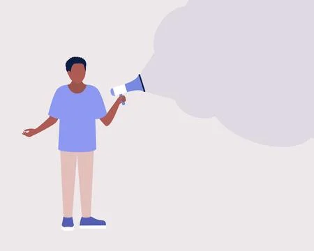 Man speaks into a megaphone Stock Illustration
