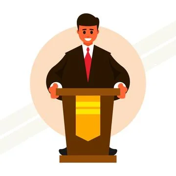 Man-speaks-to-the-public Stock Illustration