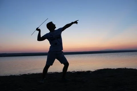 Man with a spear Foto stock