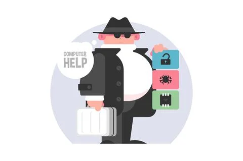 Man specialized in computer help Stock Illustration