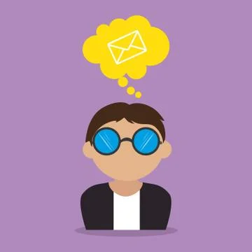 Man with speech bubble and envelope mail Stock Illustration