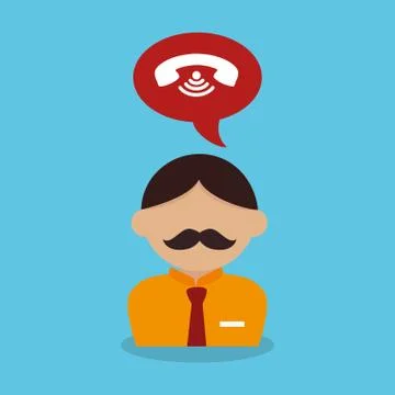 Man with speech bubble and phone Stock Illustration