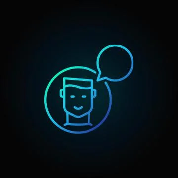 Man with speech bubble blue icon Stock Illustration