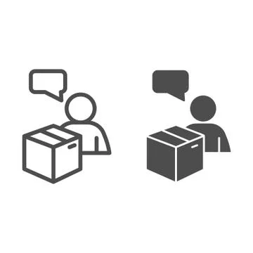 Man with speech bubble with box line and solid icon, Logistics delivery symbol イラスト素材
