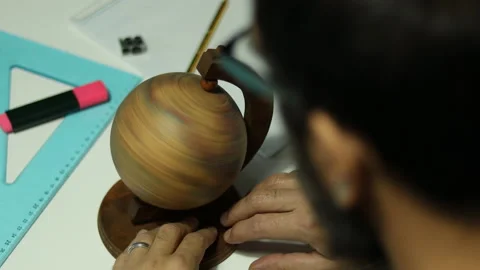 Man spinning a globe, close-up Stock Footage 162571695