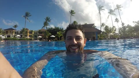 Man spitting water on the camera Stock Footage 58952438