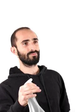 Man with spray Stock Photos