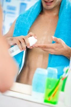 Man sprayed shaving cream Stock Photos