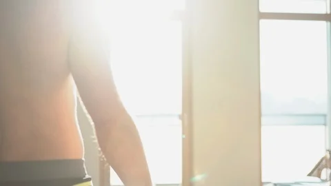 Man sprays to armpit deodorant spray  Stock-Footage 99031340