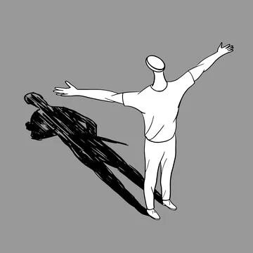 The man spread his arms to the side. Abstract illustration on the theme of .. Stock-Illustration