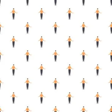 Man spreading hands seamless pattern on white background イラスト素材