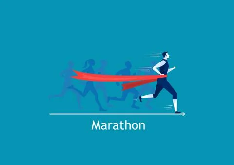 Man sprint running to win on blue background vector Stock Illustration