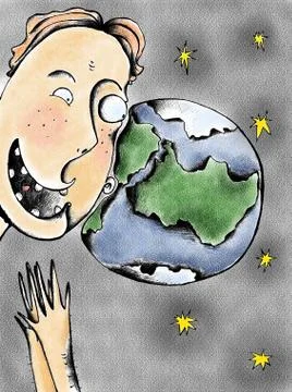 Man spying on the Earth イラスト素材