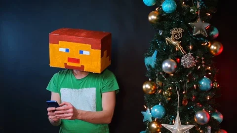 A man in a square hat ruin a smartphone. Stock-Footage 121253389