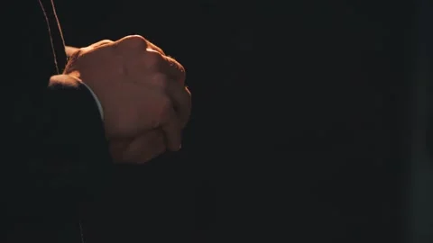 Man squeezing nervously his hands, waiting for someone important to him. Stock Footage 130268346