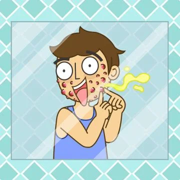 Man squeezing pimple Stock Illustration
