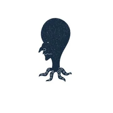 Man squid icon vector. Octopus with human face isolated on white background Stock Illustration