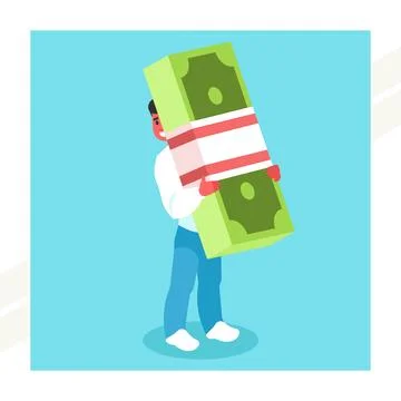 Man-with-a-stack-of-money Illustrazione stock