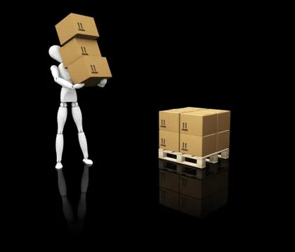 Man stacking boxes Stock Illustration