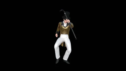 Man in a stage costume is dancing ,loop, animation, transparent background Stock Footage 98211458
