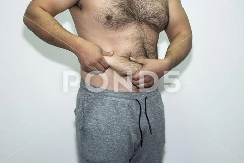 Man is on the stage of obesity. Stock Photos