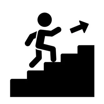 Man on Stairs Going Up Icon. Vector Stock-Illustration