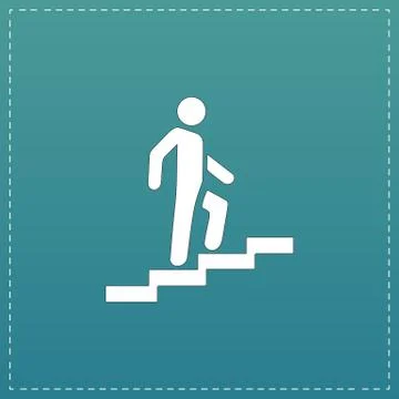 Man on Stairs going up symbol, vector Stock Illustration