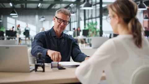 Man Stamping Important Property Document Stock Footage 337225829