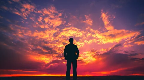 The man stand on the background of cloud flow. Time lapse Stock-Footage 62857460