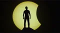 The man stand on a cliff on the background of solar eclipse 4k or 4k+ Resolution