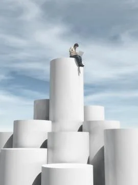 Man stand up on a cylinder Stock Illustration
