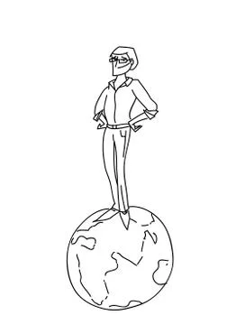 Man stand on globe vector illustration number one Stock Illustration