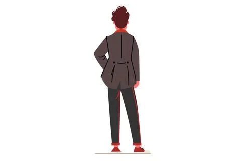 Man Standing Back View Stock Illustration
