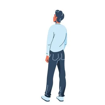 Man standing, back view, in simple modern flat style isolated on white Stock Illustration