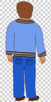 Man Standing Backwards Rear View Bob Brown-Haired Colorful Illustration Isolated Stock Illustration