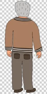Man Standing Backwards Rear View Bob Grey-Haired Colorful Illustration Isolated Stock Illustration