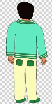 Man Standing Backwards Rear View Bob Black-Haired Colorful Illustration Isolated Stock Illustration
