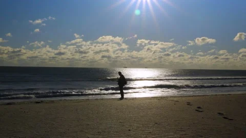 Man standing on beach Video stock 230929402
