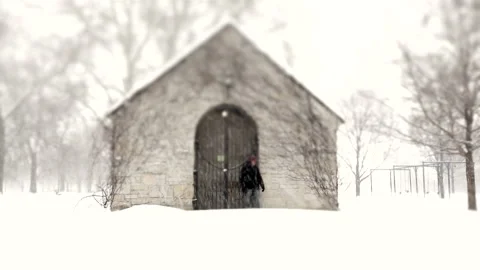Man Standing in a Blizzard Stock Footage 162257036