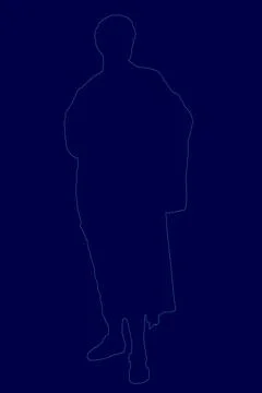 Man is standing in a blue background. The man is wearing a long blue robe. The イラスト素材