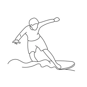 Man standing on board catching wave riding speed in sea water Stock Illustration
