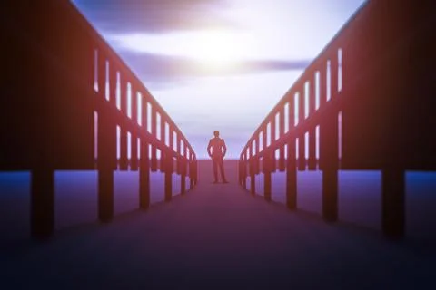 A man is standing on the bridge Stock Illustration