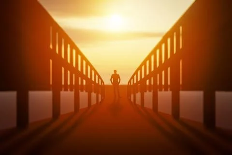 A man is standing on the bridge Stock Illustration