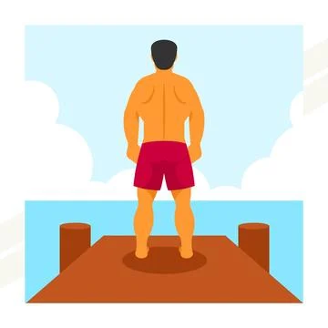 Man-standing-on-the-bridge Stock Illustration
