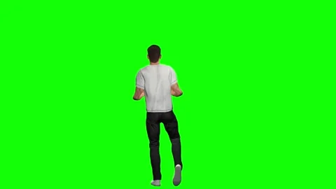 Man standing calmly between workout movements on green screen chromakey Stock Footage 328639705