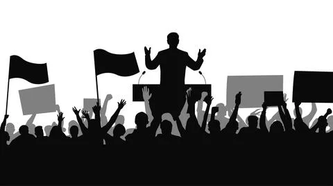 Man standing in the crowd giving a presentation Stock Illustration