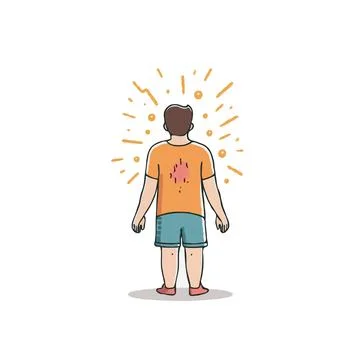Man standing facing away with abstract glowing emanations suggesting an epi.. Stock Illustration