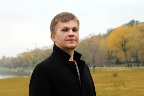 A man standing in a field Foto stock